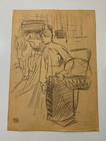 Toulouse Lautrec Drawing on paper (Handmade) signed and stamped mixed media.