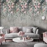 LEAVES CONCRETE FLOWER PARROTS Wallpaper Wall Mural Modern Bedroom Living Room