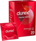 Durex Thin Feel Latex Condoms for More Sensitivity Regular Size Pack of 20