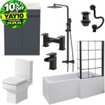 Complete Bathroom Suite 1700 L Shape Shower Bath LH/RH Screen Basin Toilet Taps