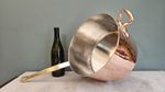 Heavy 4mm Gauge, Vintage 12" Dia Hammered Copper Saucepan With Helper Handle