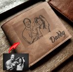 UK Personalised Photo Wallet Coin Pocket Vegan Leather Custom Gift Men Daddy