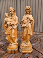 PAIR vintage italian wood carving holy family statue mary joseph jesus