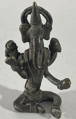 Ganesh Hinduism Statue Votive 7,8 CM Xixth Early 20th Elephant Bronze Religious