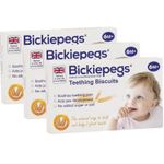 Bickiepegs Natural Teething 9 Biscuits 6-36+Months 3 x 38g