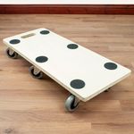 Heavy Duty 6 Wheel Transport Roller - 68cm x 29cm Wooden Dolly Trolley