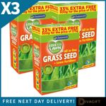 3 x GRASS SEEDS 500G LAWN FERTILISER SEEDS HARD WEARING FAST GROWING 1.5KG TOTAL