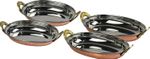 X4 Copper Oval Dish Serving Bowls Sides Serving Dish With Brass Handles 7" 8"