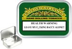 Golden Virginia Warning 1oz Silver Hinged Tobacco Tin, 50ml empty  , Pocket tin
