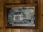 1970s White Road Commander Semi Truck Carnival Mirror - Stamford Art Framed