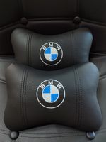 2Pcs Car Headrest Pillows BMW Handmade Embroidery Neck Support Cushion Interior