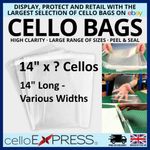 Cellophane Cello Bag Display Self Seal - Different Lengths Available - 14" x ?