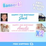 2x Personalised Photo Banners Birthday / Party / Any Event - BannerAI