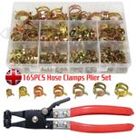 165PCS Spring Hose Clips Clamps Kit 6-22mm Fuel Air Water Pipe Line Auto Car Set