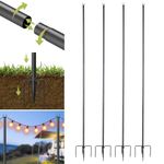 4 Pack Festoon Poles 10FT Metal Poles Hooks for Outdoor Garden String Lights