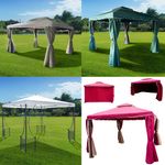 Outdoor Garden Gazebo,Netting Curtains Aluminum Waterproof UPF50+ Tent Sun Shade