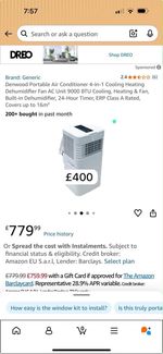 Denwood Air Conditioner 9000 BTU White Remote Timer Dehumidifier Floor