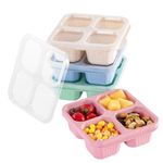 4PCS New Snack Containers Divided Snack Box 4 Compartments Reusable  Lunch Box