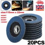 20x Flap Grinding Discs 115mm In Diameter Sanding 40 60 80 120 Grit Grinding Whe