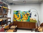Set of 2  Mid-Century Style Paintings – Signed – Large Abstract Female Figures