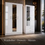 Fully Assembled White High Gloss 2/3 Door Wardrobe with Hanging Rail Bedroom Set