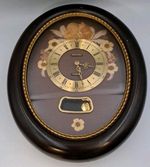 Metamec Quartz oval wall clock 1980's pressed flowers pendulum and chime 29x23cm