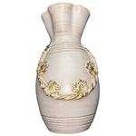 Vintage Italian Ceramiche White Fluted Vase Gold Floral Rope Italy Rare 13"