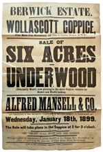 Shrewsbury 1899 Berwick Estate Wollascott Coppice Victorian Auction Poster