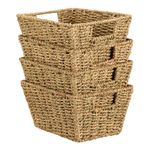 Seagrass Storage Baskets, Set of 4 Wicker Baskets for Organisation, Vonhaus