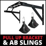 MAXSTRENGTH Wall Mounted Pull Up Chin Up Bar with Ab Slings Home Gym Set