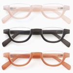 GAWK Retro HALF-MOON Semi-Rimless READING GLASSES & Pouch +1.0+1.5+2.00+2.50+3.0