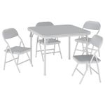 Grey Kids Folding Table & Chair Set, 5/3 Piece, PU Padded, Lightweight Portable