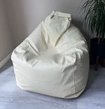 Cream Faux Leather Pear Beanbag Chair Portable 100cm x 80cm