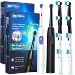 2PCS Rotating Electric Toothbrush Rechargeable w/8 Brush Heads 5 Modes Timer USB
