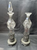 Rare Antique French Crystal and Bronze Melissa Water Bottles (1830 -50)