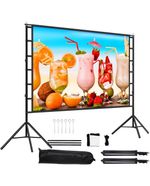 100 Inch Portable Projector Screen with Stand –Lejiada Wrinkle-Free Outdoor 16:9