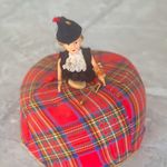 Vintage Tartan Fabric Pin Cushion Doll Sewing Pin Cushion (Pins Included)