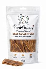 Pawlicious Premium Natural Beef Gullet Flat 1KG 100% Beef Dog Chews High Protein