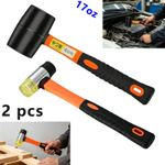 2pcs 17oz Rubber Mallet Hammer Set Fiberglass Handle Camping Paving DIY Tool