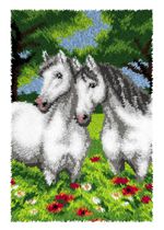 Grey Horses Latch Hook Kit, Rug Making Kit By Orchidea, 50x74.5cm Printed canvas