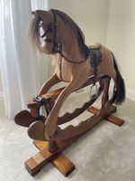 Ian Armstrong Handmade Vintage Wooden Rocking Horse with Leather Straps VGC