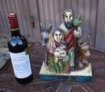 Antique southern europe wood carved nativity set holy family with ox donkey rare