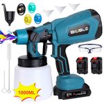 2x Battery Spray Gun Cordless Fence Wall Paint Sprayer Electric Airless HVLP UK