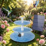 Solar Fountain 3.5W Bird Bath with 3 Tiered Outdoor Garden Yard Fountain Decor
