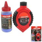 Dekton 2pc Builders Chalk String Line Kit Reel Set 30m (100ft) 4oz Blue Chalk