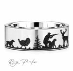 Hunting Scene Tungsten Ring | Deer Turkey Hunter Band 8mm