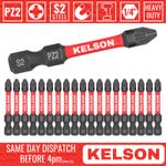 20 x PZ2 50mm Impact Screwdriver Bits Pozi 2 Magnetic 1/4" Universal KELSON