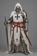 Wearable White Templar Knight Armor – Gothic Crusader Suit with Black Cross