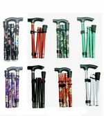 Easy Adjustable Folding Cane Flower Style & Plain Design Walking Stick UK Seller