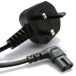 2m Right Angle Figure 8 Fig of 8 Lead Cable C7 to UK Plug Power Cord [007690]
